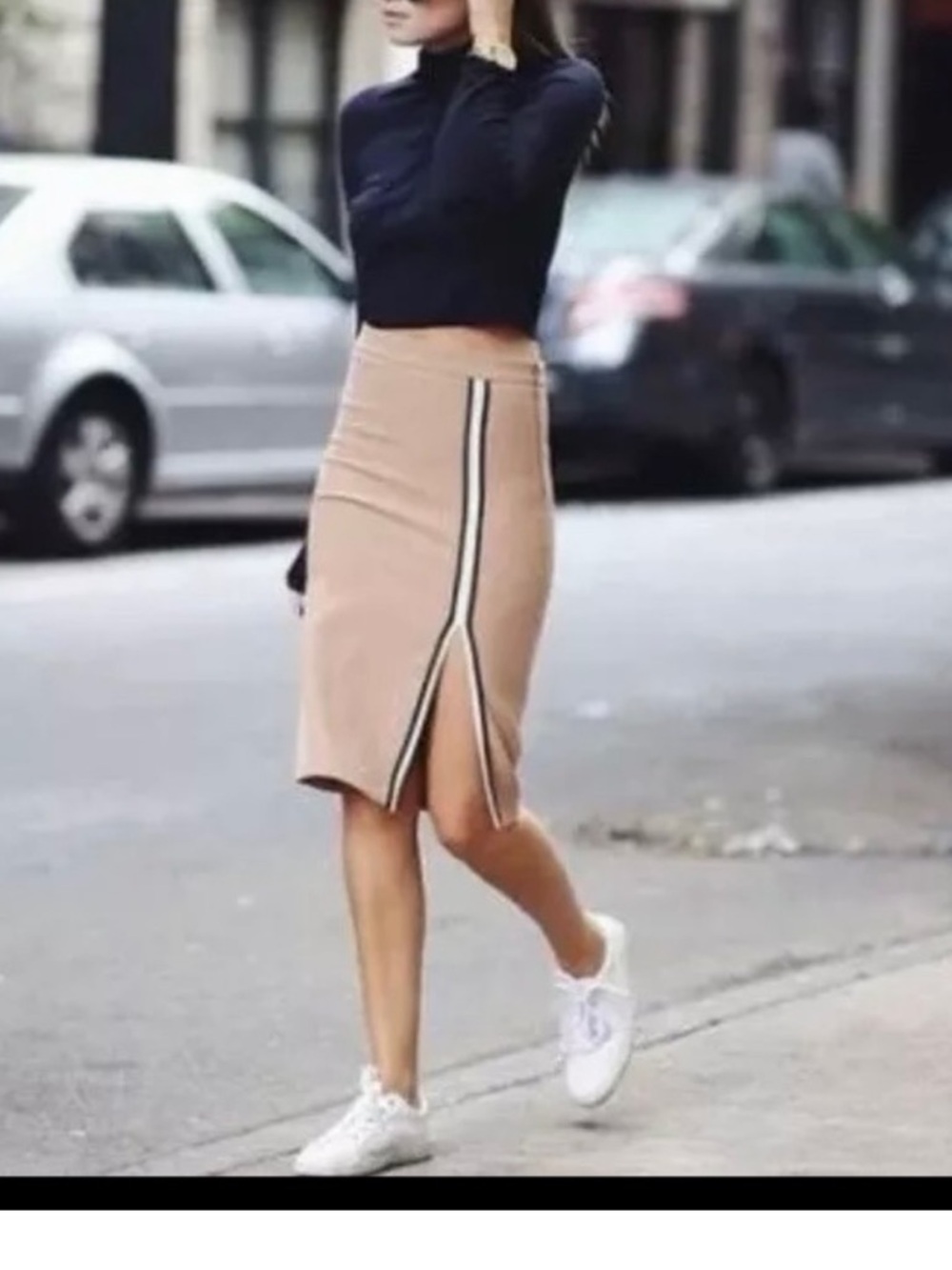 Zara Side Stripe Pencil Mini Skirt- Size Large